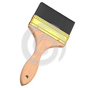 Paint bristle brush for repair work and construction on white background.