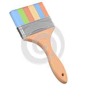 Paint bristle brush for repair work and construction on white background.