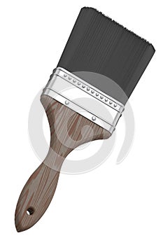 Paint bristle brush for repair work and construction on white background.