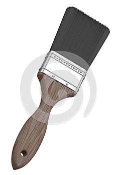 Paint bristle brush for repair work and construction on white background.