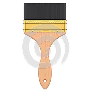 Paint bristle brush for repair work and construction on white background.