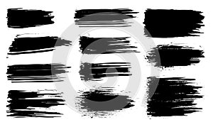 Paint brush. Black ink grunge brush strokes. Vector paintbrush set. Grunge design elements. Painted ink stripes