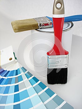 Paint, brush, color samples