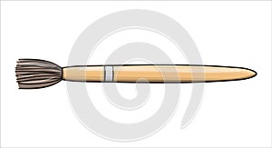 Paint brush icon. Vector colored stationery, writing materials, office or school supplies isolated on white background. Cartoon
