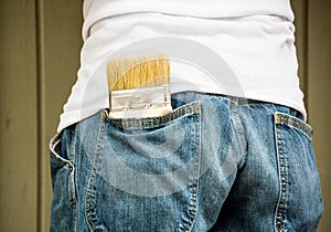 Paint brush in Jeans pocket