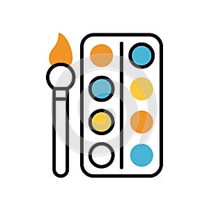 Paint brush and palette education supply isolated icon