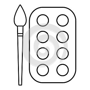 Paint brush palette icon, outline line style