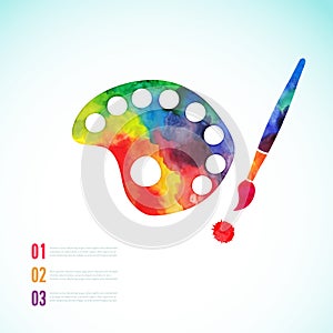 Paint brush with palette icon vector, art palette