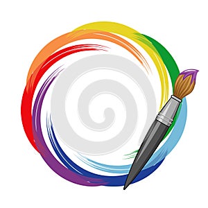 Paint brush rainbow background.