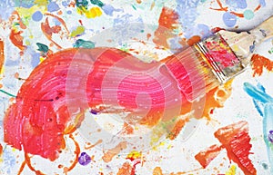 Paint brush, splatters photo