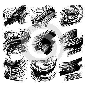 Paint brush stroke set, brush stroke abstract shapes silhouette