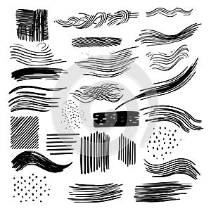 Paint brush stroke set, brush stroke abstract shapes silhouette