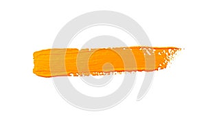 Paint brush stroke texture ochre yellow watercolor isolated on a white