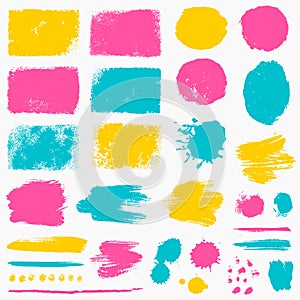 Paint brush strokes and grunge stains. Vector collection