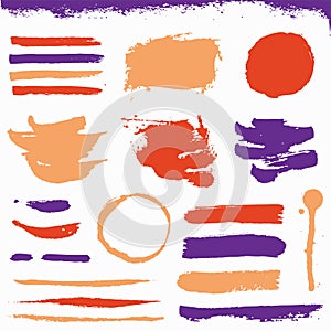 Paint brush strokes and grunge stains. Vector collection