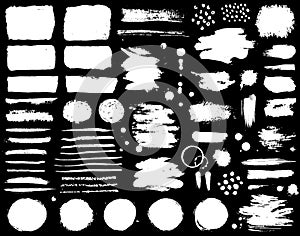 Paint brush strokes and ink stains. Grunge vector collection