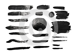 Paint brush strokes texture black watercolor isolated on a white