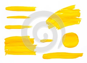 Paint brush strokes texture yellow watercolor