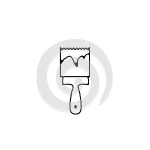 Paint brush thin line icon. Paint brush tool linear outline icon