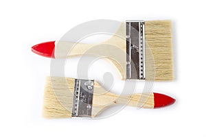 Paint brush unused for wood and metal on the white background.
