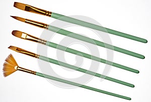 Paint brushes with bristles on a white background