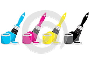 Paint brushes with CMYK colour