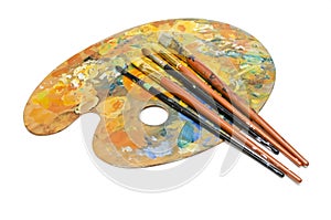 Paint brushes on a palette