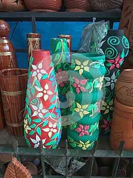 The terracotta  vase are beautifull paint.