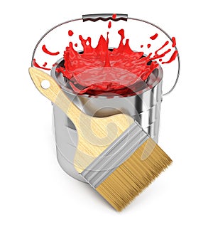 Paint bucket and brush