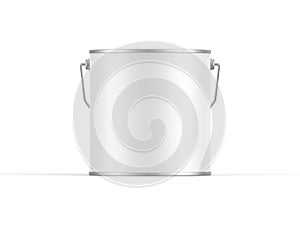 Paint bucket mockup template, white matte paint can with handle for branding and mock up