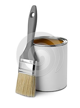 Paint can and brush