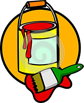 Paint can and brush vector illustration