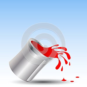 Paint can spill isolated with text space