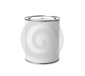 Paint can on white background