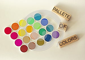 Paint cans color palette, cans opened top view isolated