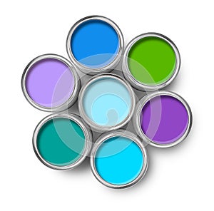 Paint cans cool colors palette