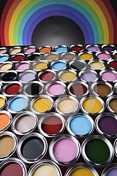 Paint cans palette, Creativity concept