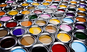 Paint cans palette, Creativity concept