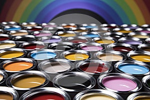 Paint cans palette, Creativity concept