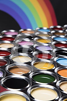 Paint cans palette, Creativity concept