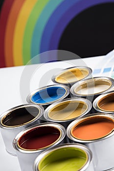 Paint cans palette, Creativity concept