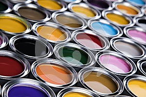 Paint cans palette, Creativity concept photo