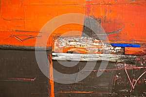 Paint on Canvas: Abstract Art with Red and Brown Background