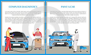 Colore auto un diagnostica vettore illustrazioni 