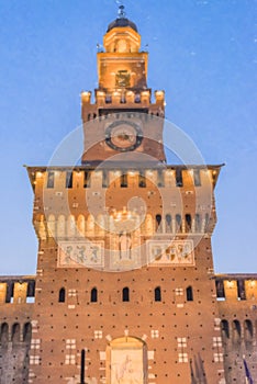 Paint of the Castello Sforzesco big tower