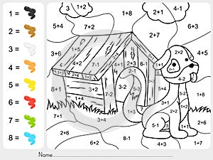 Paint color by addition and subtraction numbers