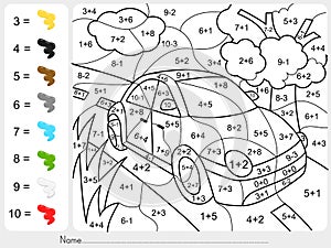 Paint color by addition and subtraction numbers