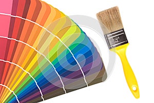 Paint color cards and brush