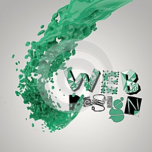 paint color splash with design word WEB DESIGN