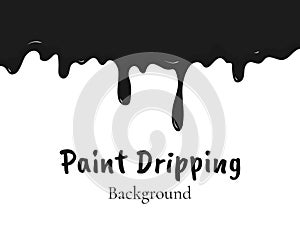 Paint dripping, black liquid or melted chocolate drips vector isolated. Drip splash, trickle leak illustration